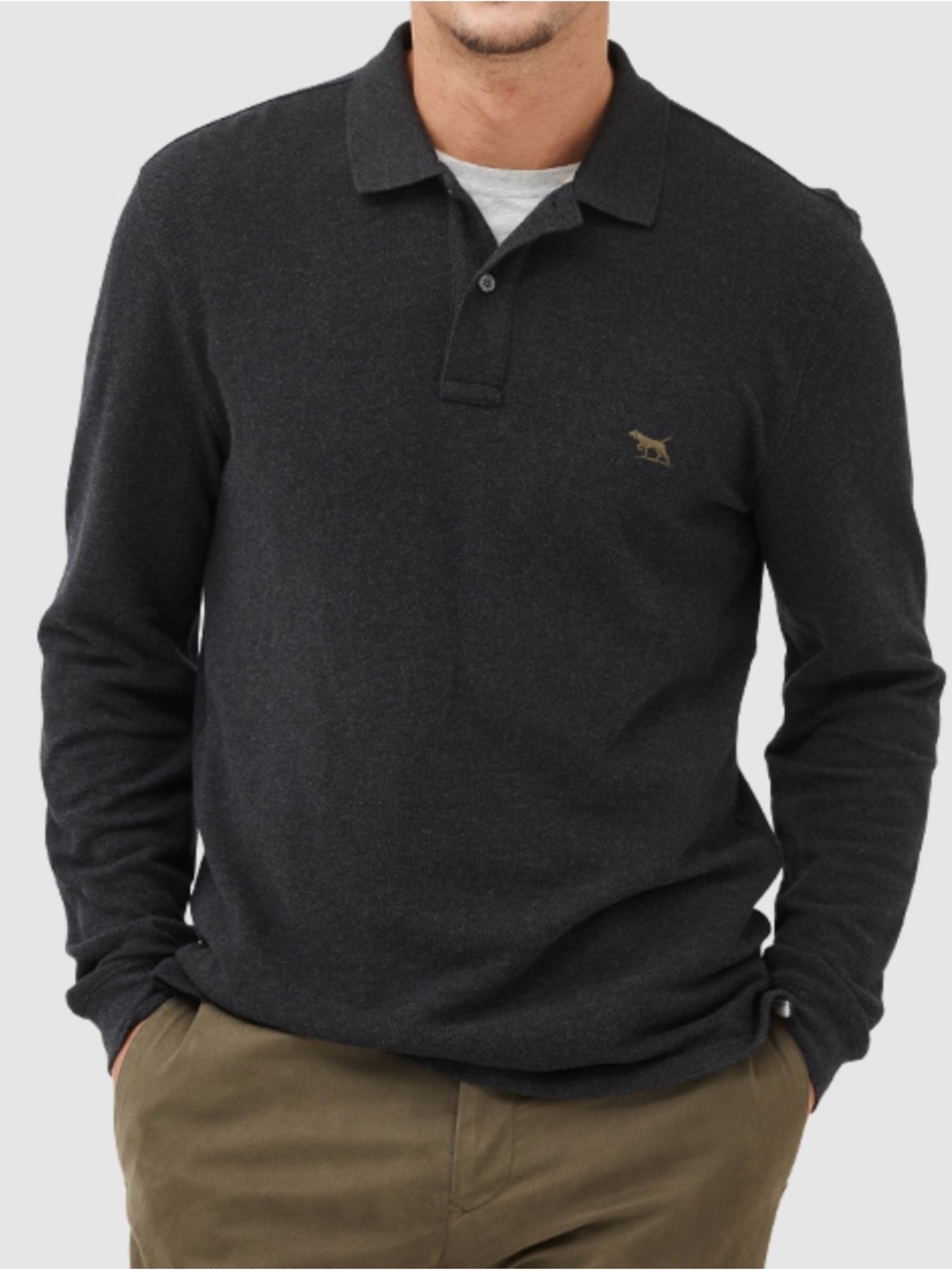Rodd & Gunn Classic Men's Long-Sleeve Polo Shirt - Charcoal, Size Large